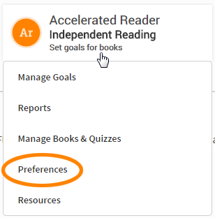 select Accelerated Reader, then Preferences