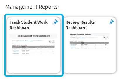 the Track Student Work Dashboard tile