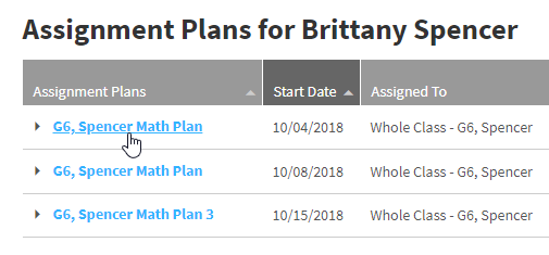 an assignment plan being selected