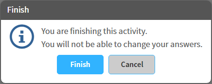 the Finish message with Finish and Cancel buttons