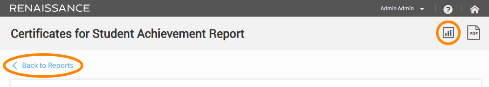 the reports icon and the Back to Reports link