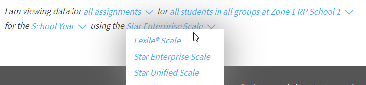 the scale link and drop-down list