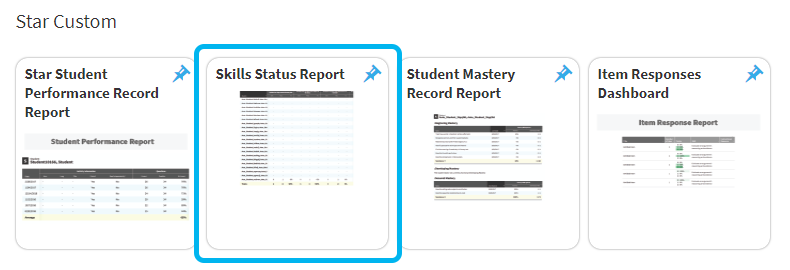 the Skills Status Report tile on the Star / Assessment tab