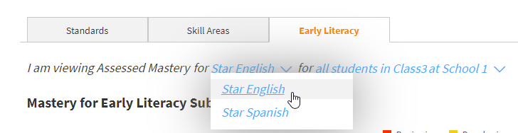 the Star English and Star Spanish options