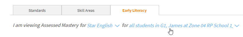 select students on the Early Literacy tab