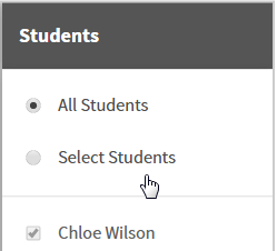 the All Students and Select Students options in the Students column