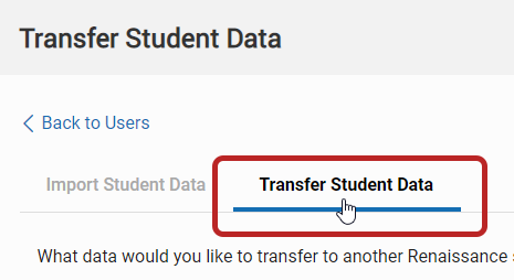 the Transfer Student Data tab