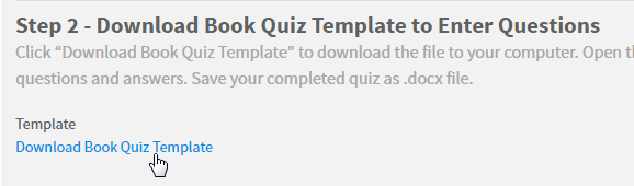 the Download Book Quiz Template link