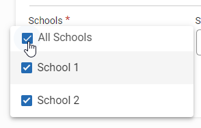 the Schools drop-down list