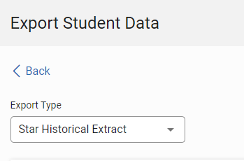 Star Historical Extract selected in the drop-down list