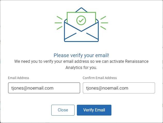 the verify email window