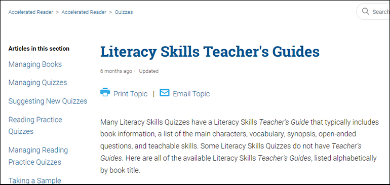 Literacy Skills Teacher's Guides