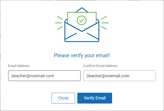the verify email window