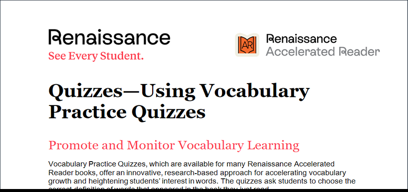 Using Vocabulary Practice Quizzes