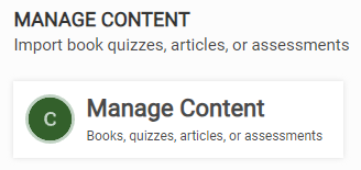the Manage Content area