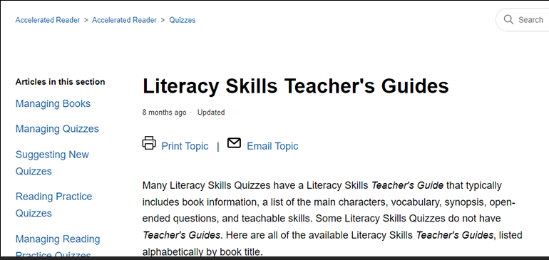 Literacy Skills Teacher's Guides