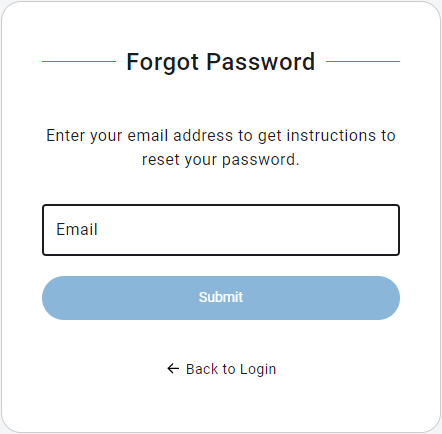 the Forgot Password page with an email field