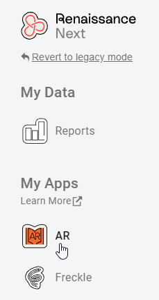 in Renaissance Next, select AR under My Apps