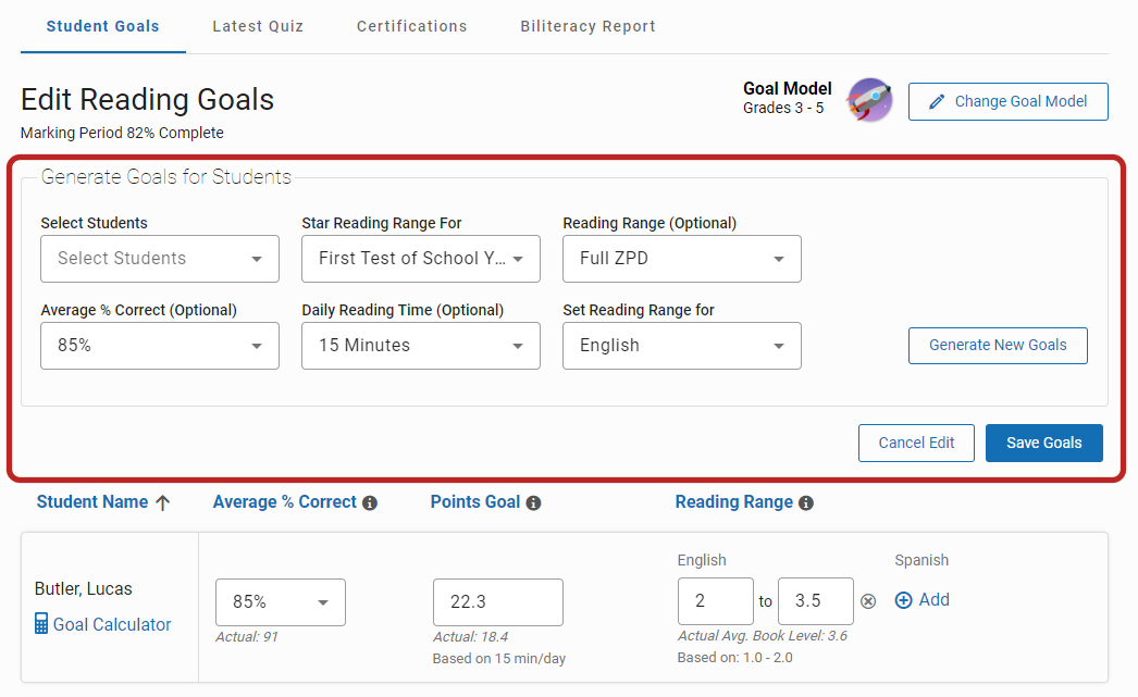 the drop-down lists