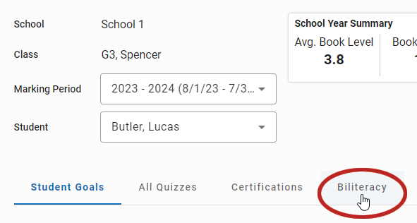 the Biliteracy tab
