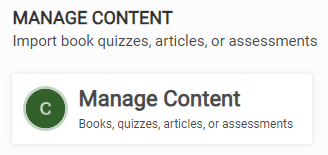 the Manage Content tile