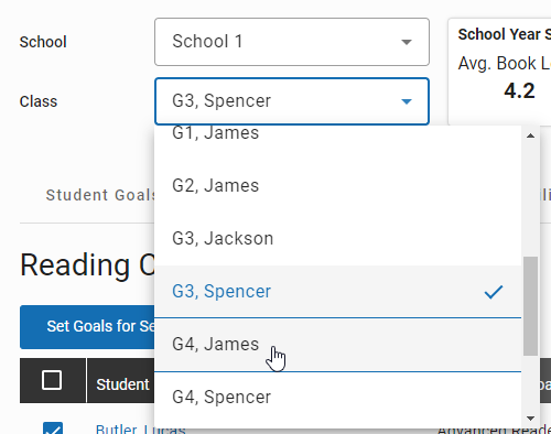 the Class drop-down
