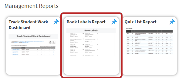 the Book Labels Report icon