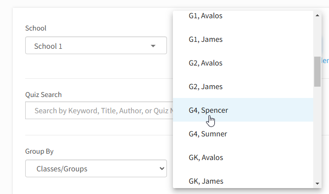 the Students drop-down list