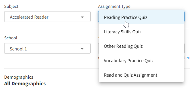 the Assignment Type drop-down list