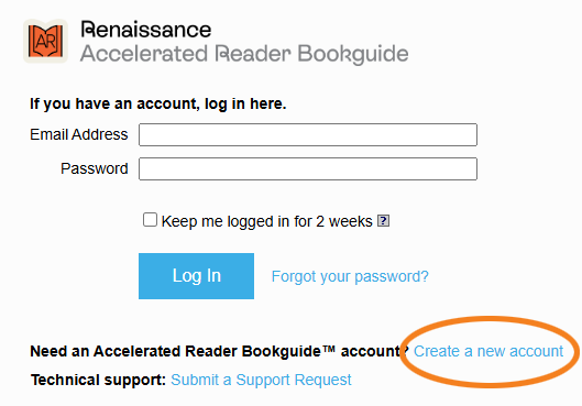 the Create a New Account link