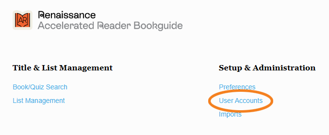 the User Accounts link