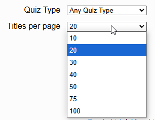 the Titles Per Page drop-down list