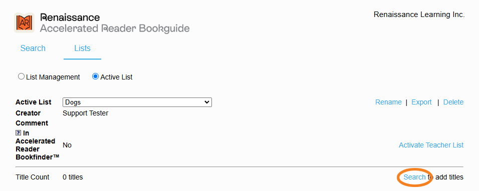 the Search link