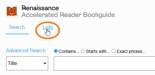 the Lists option
