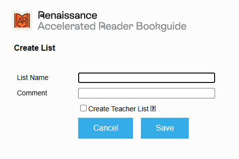 the Create List page