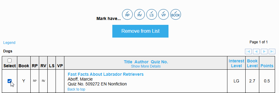 a book in the list