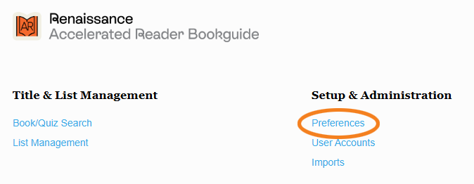 the Preferences link