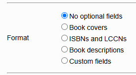 the format options