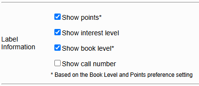 the Label Information options