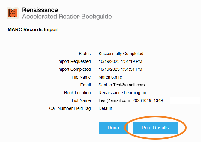 the Print Results button