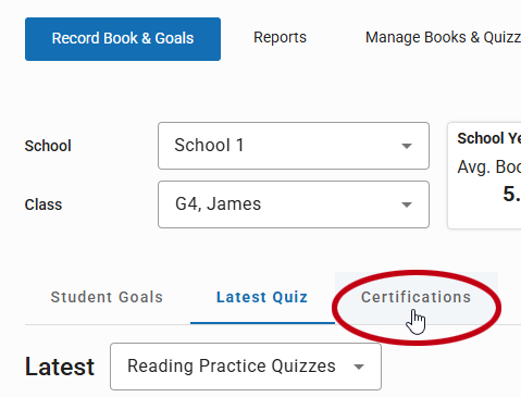 the Certifications tab