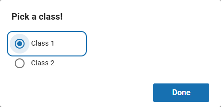 the class selection drop-down list