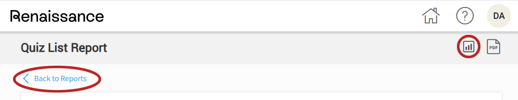 the reports icon in the top right corner and the Back to Reports link below the report title