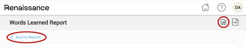 the reports icon in the top right corner and the Back to Reports link below the report title